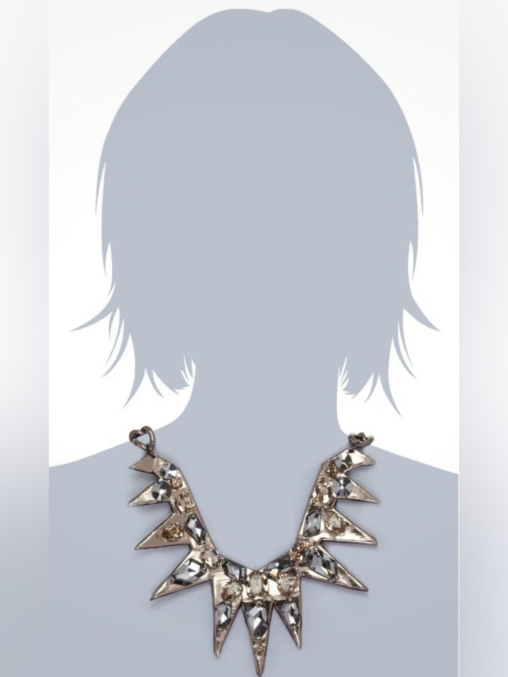 NWT [Ted Rossi] Urban Warrior J'Amour Swarovski Leather Spike Gunmetal Necklace